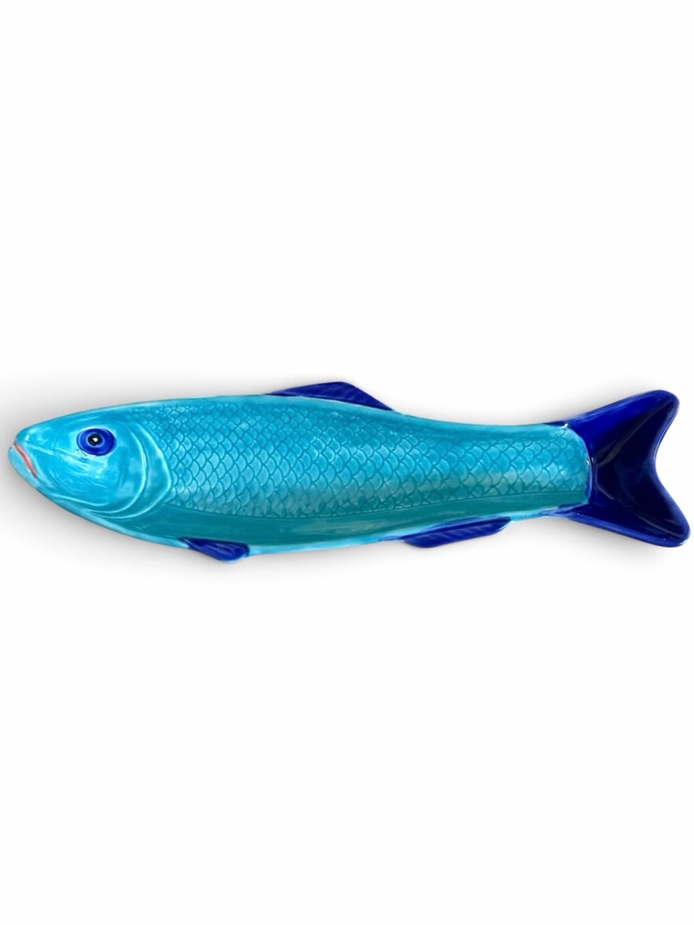 Vietri Italy Hand Painted Turquoise Blue Large 16” Ceramic Fish Serving Platter